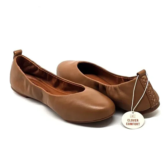Lucky Brand Emmie Lou Ballet Flats Slip on Tan Leather Shoes Women's Size 5M - Picture 2 of 12